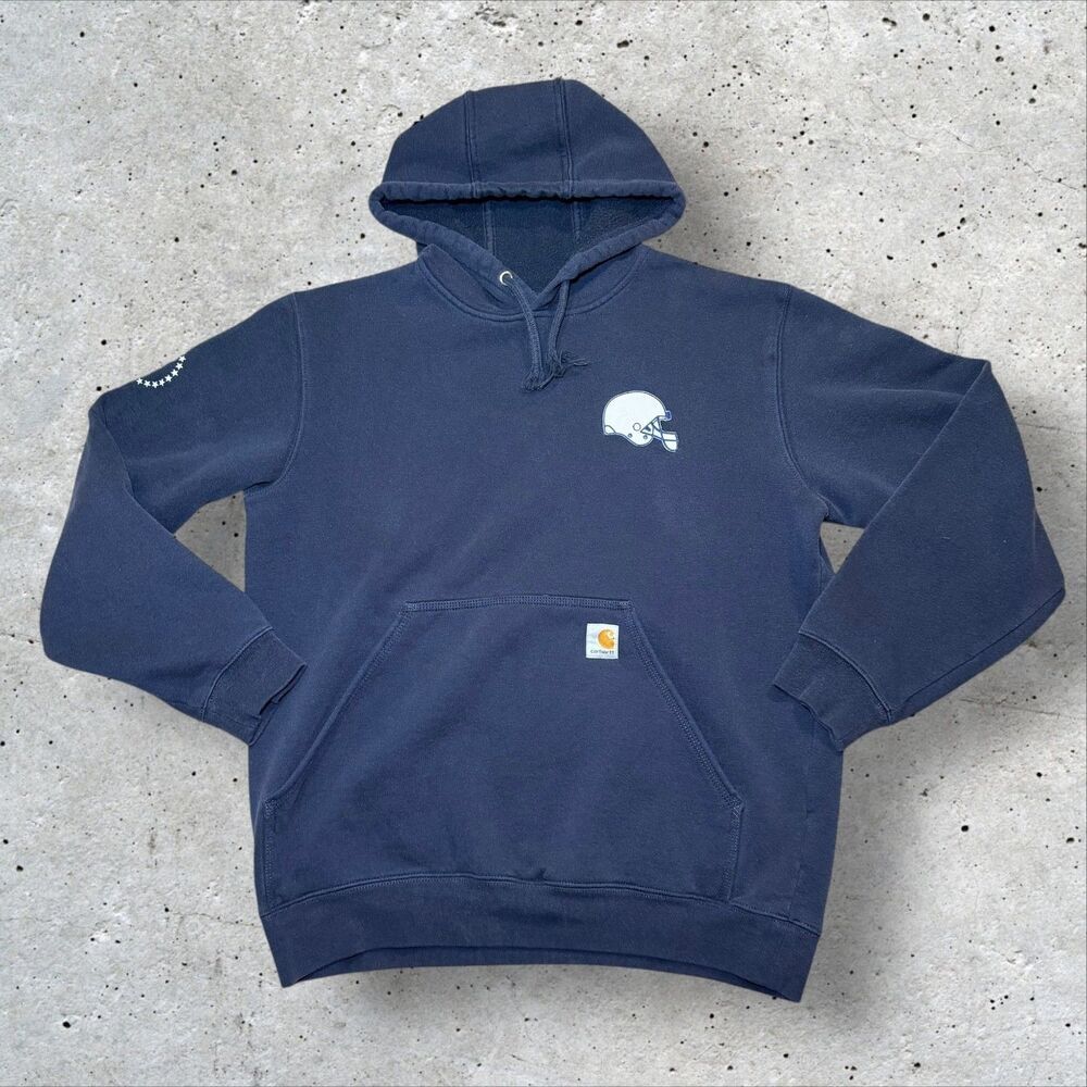Carhartt Barstool Sports Hoodie Mens M Blue Loose Fit Football Helmet Cowboys